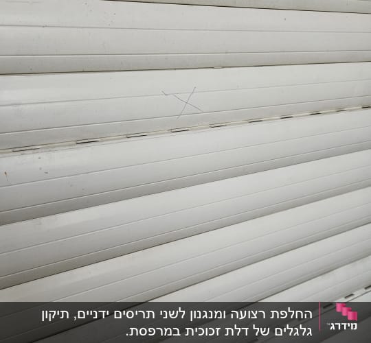 תריסים לבנים עם סימן איקס בעט כחול